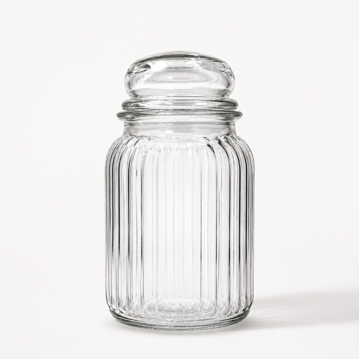 SPHATIK Ribbed Glass Kitchen Storage Jar Clear 1000ml 1-Pack