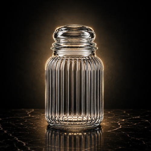 SPHATIK Ribbed Glass Kitchen Storage Jar Clear 1000ml 1-Pack