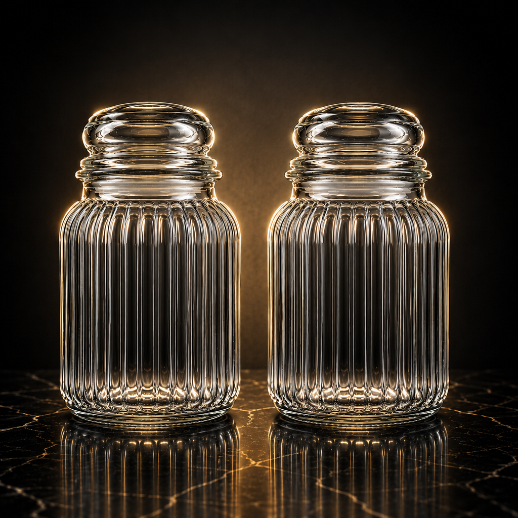 SPHATIK Ribbed Glass Kitchen Storage Jar Clear 1000ml 1-Pack